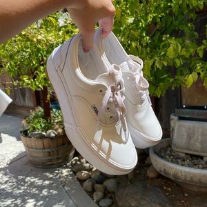 Vans era stacked white leather platform lace up